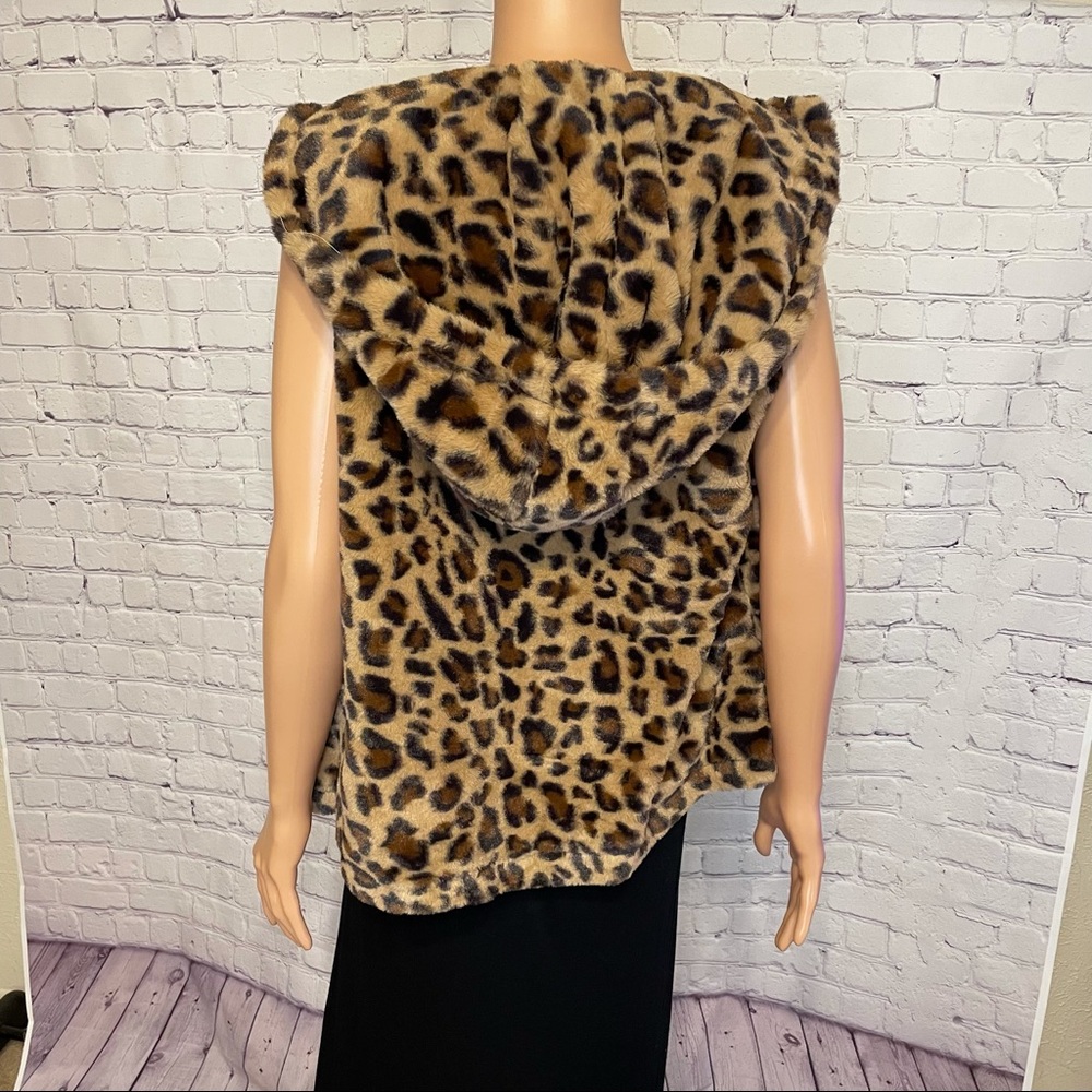 Anthropologie NWT soft leopard print vest open jacket w/big hood size small - Picture 6 of 11